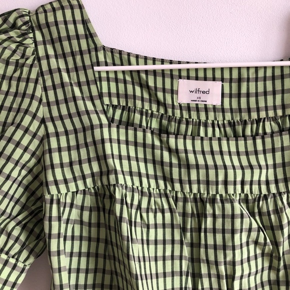 Aritzia Plaid Puff-sleeve Crop Top size XS - Picture 2 of 3